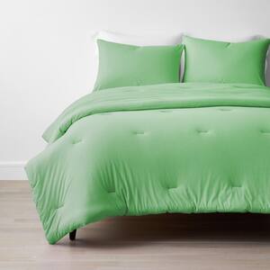 Company Cotton 3-Piece Spring Green Cotton Jersey Knit Queen Comforter Set