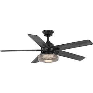 Schaal 52 in. Indoor/Outdoor Integrated LED Matte Black Coastal Ceiling Fan with Remote for Living Room and Bedroom