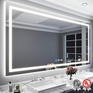 Backlit and Front Light 96 in. W x 48 in. H Rectangular Frameless Wall Bathroom Vanity Mirror