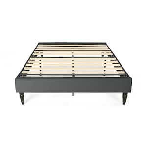 Merribee Queen-Size Charcoal Gray Upholstered Bed Frame