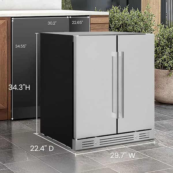 6 cu. ft. Dual Zone Built-In Holds 30 Wine Bottles and 88 Cans Outdoor Refrigerator, Wine Cooler in Stainless Steel