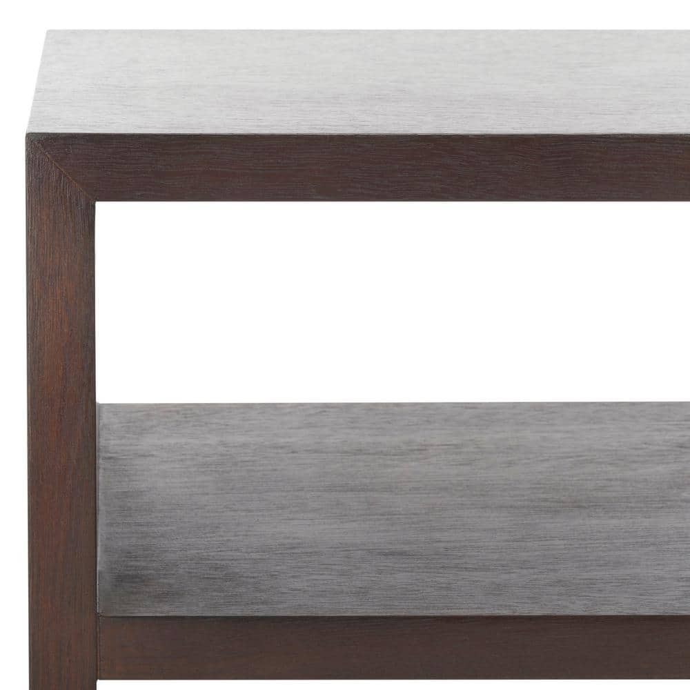 Munson Dark Oak Wood Console Table with Shelves