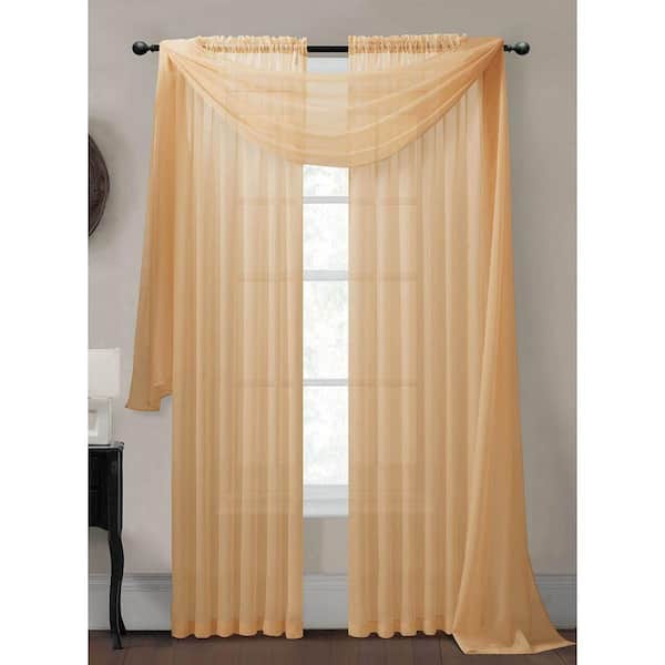 Window Elements Sheer Diamond Sheer Voile Gold Grommet Extra Wide Curtain Panel, 56 in. W x 90 in. L