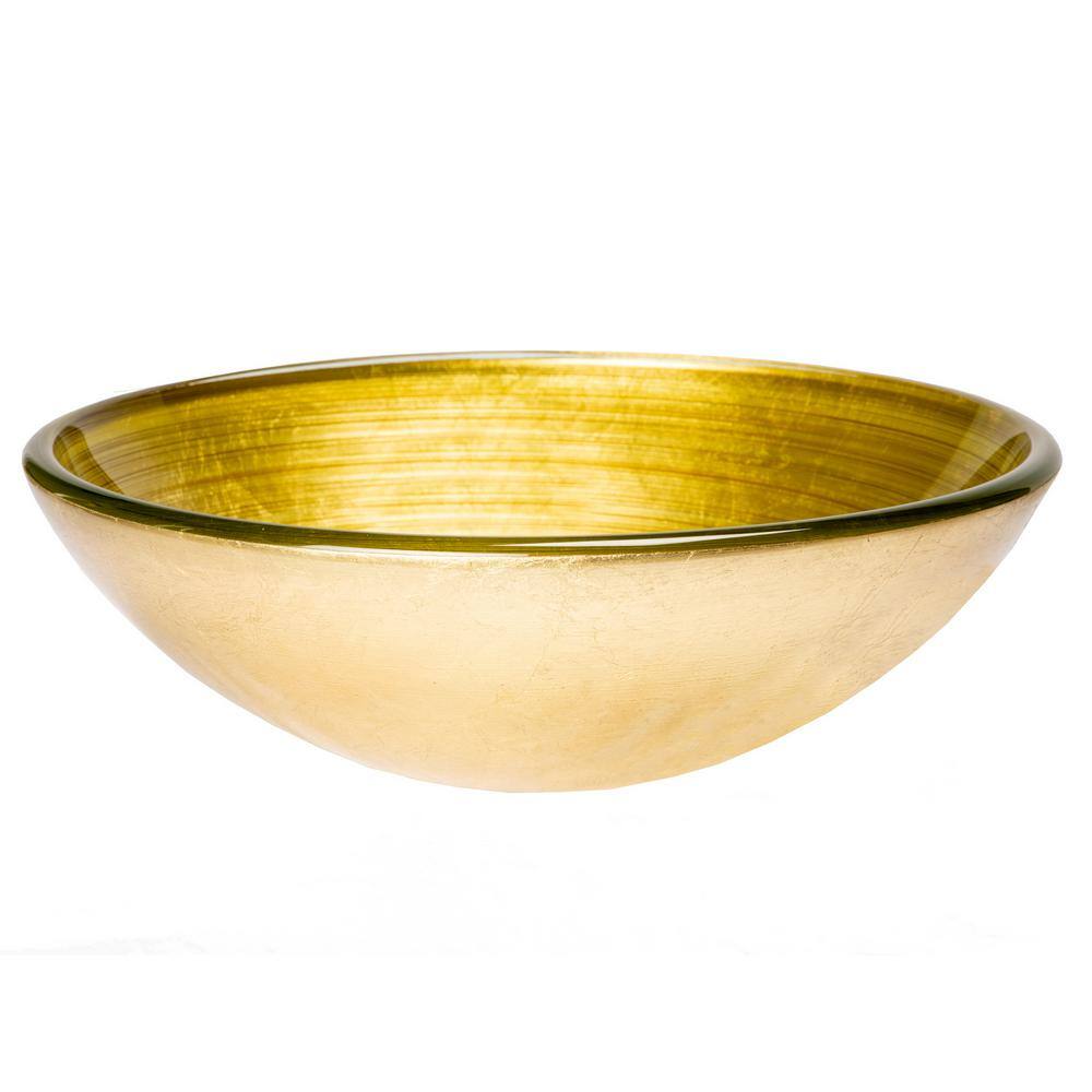 Khaki Tempered Glass Round Above-Counter Bathroom Sink