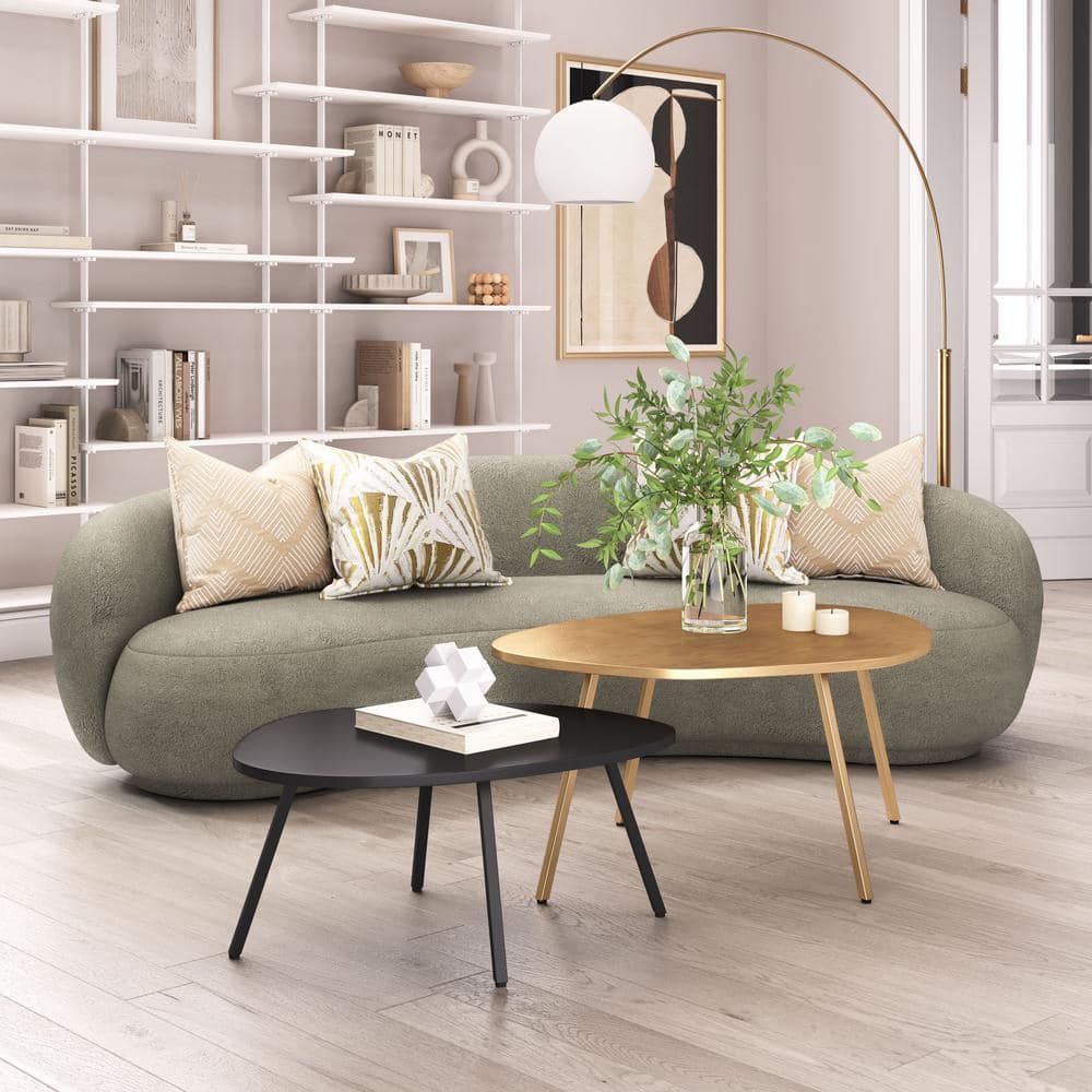 Castelo 2-Piece Brass and Black Metal Coffee Table Set