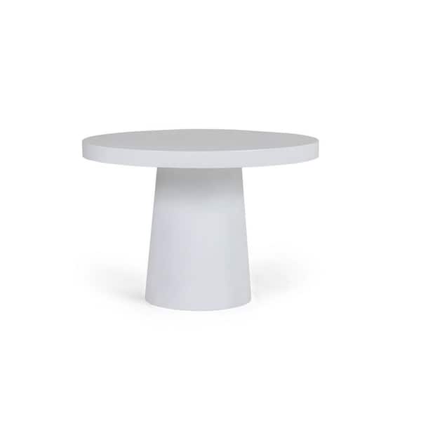 Desoto Modern White Round Concrete Outdoor Dining Table