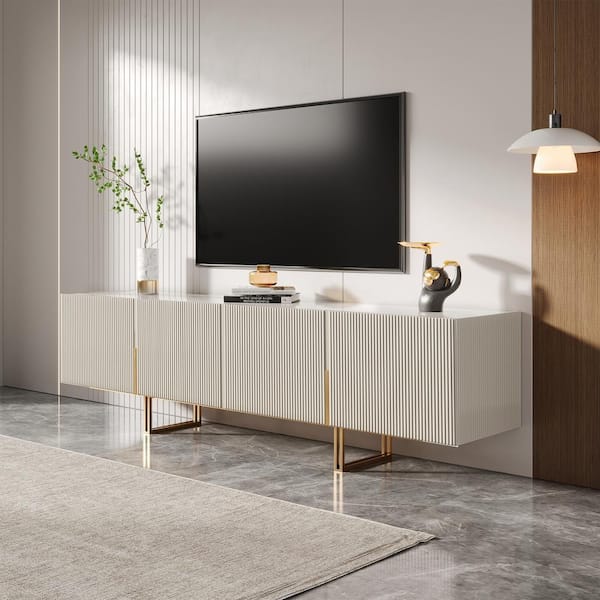 JASIWAY White TV Stand Fits TVs up to 80 to 85 in. J-B2140D-BE2