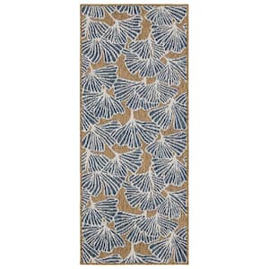 Harbour Blossoms Navy 2 ft. 6 in. x 6 ft. Floral Indoor/Outdoor Area Rug