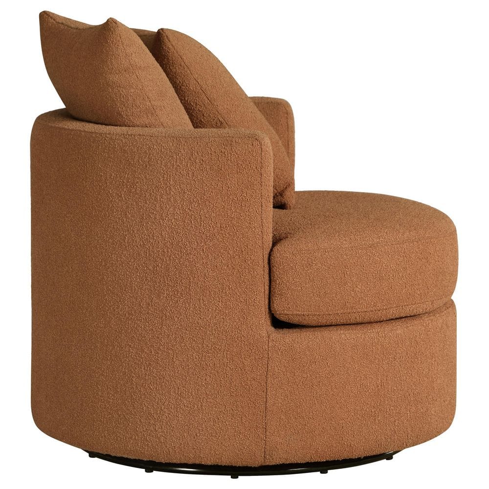 Burnt Orange Boucle Upholstered Swivel Accent Chair