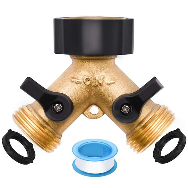 2 Way Heavy Duty Brass Garden Hose Splitter 1-Pack