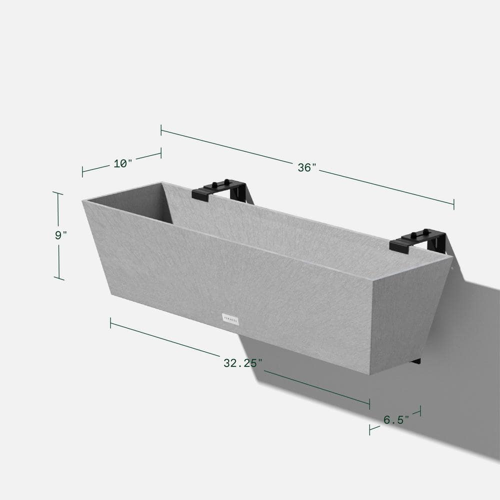 Gray 36" Recycled Plastic Railing Planter