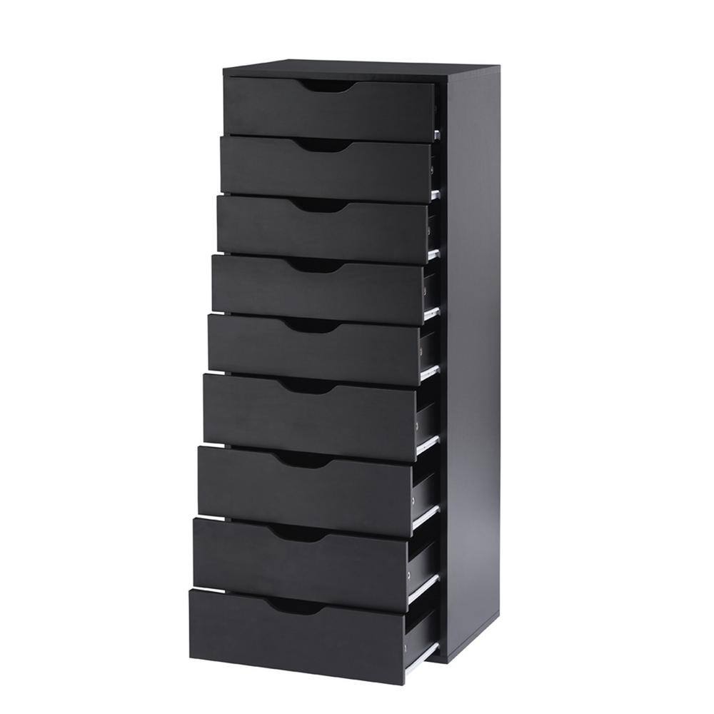 Black Mobile 9-Drawer Water Resistant Office Storage Cabinet