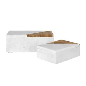 White/Brown Decorative Marble Storage Boxes
