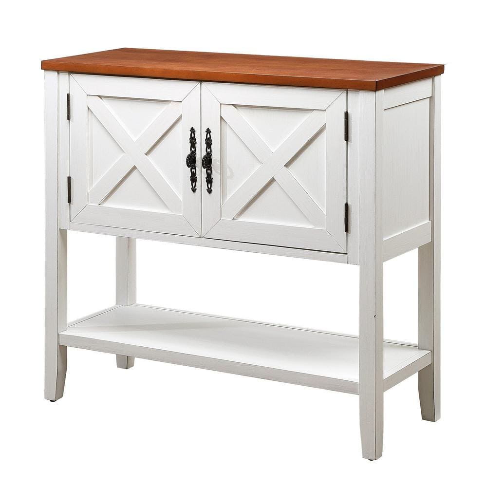 35.43 in. W x 13.78 in. D x 33.75 in. H Bathroom White Linen Cabinet