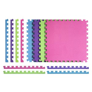 Primary Pastel 24 in, W x 24 in, L x 0,5 in, Thick Foam Exercise\Gym Flooring Tiles (4 Tiles\Case) (16 sq, ft,)