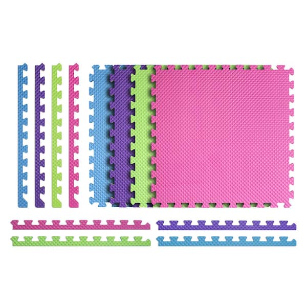 TrafficMaster Primary Pastel 24 in, W x 24 in, L x 0,5 in, Thick Foam Exercise\Gym Flooring Tiles (4 Tiles\Case) (16 sq, ft,)
