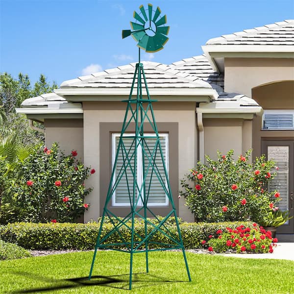 Costway 96 in. H Green Metal Ornamental Wind Spinner