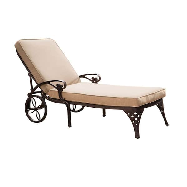HOMESTYLES Biscayne Black Patio Chaise Lounge with Taupe Cushion