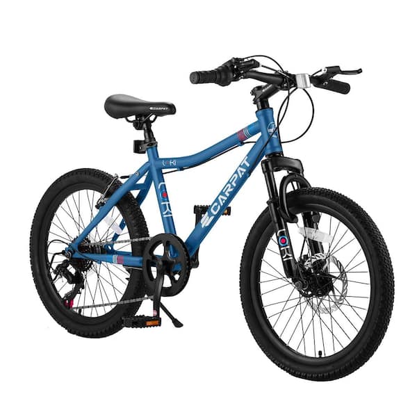 Zeus & Ruta 20 in. 7 Speed Kids Bike with Front Suspension Disc U Brake for 8-12 Ages in Blue