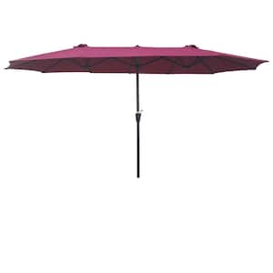 15 ft. x 9 ft. Double-Sided Market Patio Umbrella in Burgundy