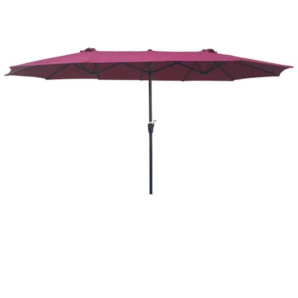 Unbranded 15 ft. x 9 ft. Double-Sided Market Patio Umbrella in Burgundy