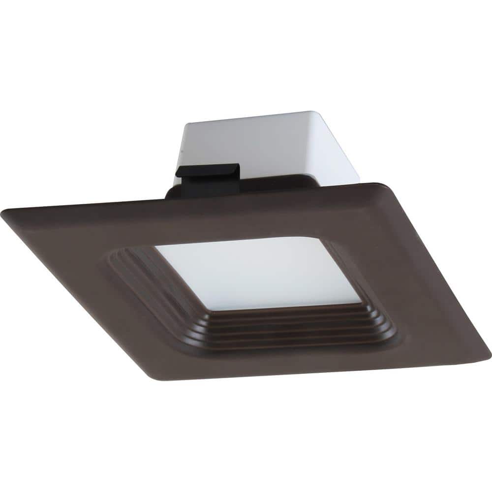 1-Light Indoor/Outdoor 4 in. 3000K Antique Bronze Integrated LED Recessed Retrofit Downlight and Square Trim and Lens price history on PriceWatchPro