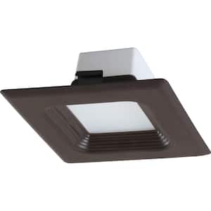 1-Light Indoor/Outdoor 4 in. 3000K Antique Bronze Integrated LED Recessed Retrofit Downlight and Square Trim and Lens