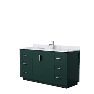 Miranda 60 in. W x 22 in. D x 33.75 in. H Single Bath Vanity in Green with White Carrara Marble Top