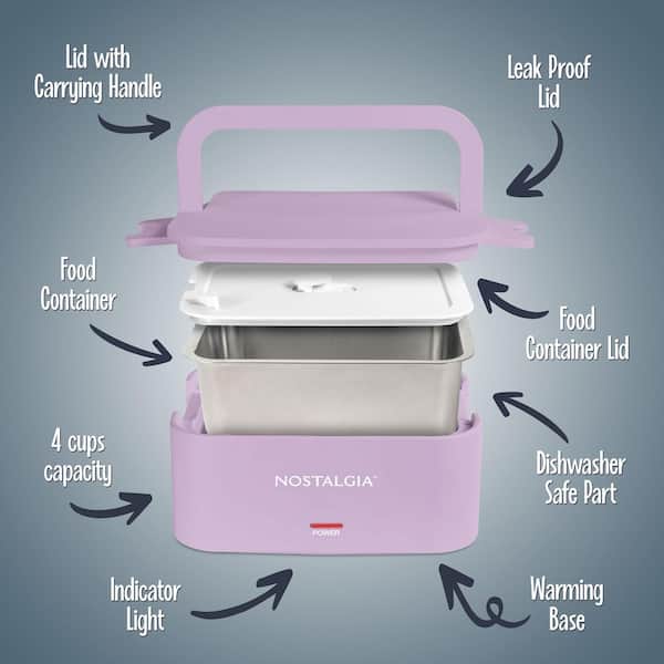 Nostalgia Lavender 32 oz. Portable Heated Lunch Bag NLB4LV - The