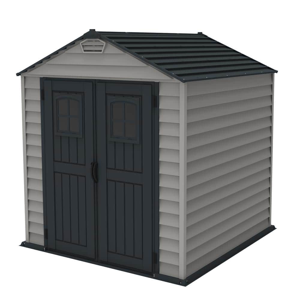 Duramax Building Products StoreMax Plus 7 ft. x 7 ft. Vinyl Storage Shed with Floor, Gray -  30325