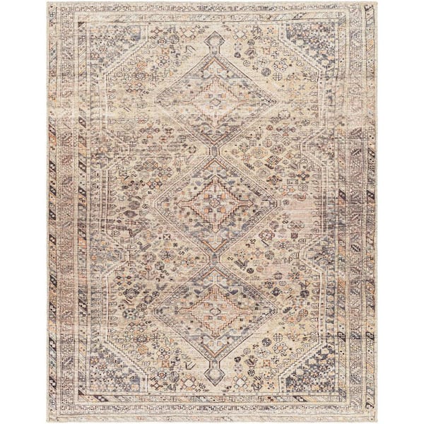 Benali Beige/Gray 5 ft. x 7 ft. Medallion Machine-Washable Indoor Area Rug