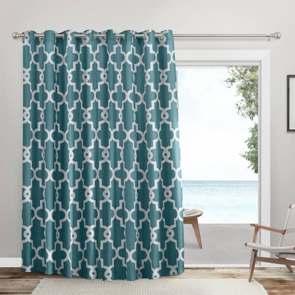 Exclusive Home Curtains Ironwork Patio Teal Ogee Woven Room Darkening Grommet Top Curtain 108 In W X 84 L Ya013614dsehc1 A177 Exclusive Home Curtains Ironwork Patio, Light Blocking Curtains Bed Bath Beyond