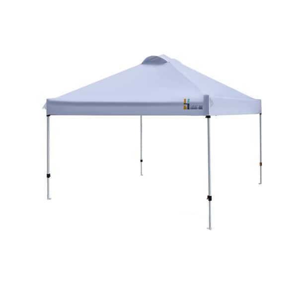 Kahomvis 9.8 ft. x 9.8 ft. White Pop Up Canopy, Portable Folding Instant Canopy Tent with Roller Bag and 4 Sand Bags