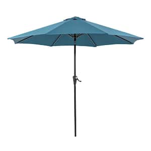 Ermine 9 ft. Steel Market Tilt Patio Umbrella in Blue With Carrying Bag