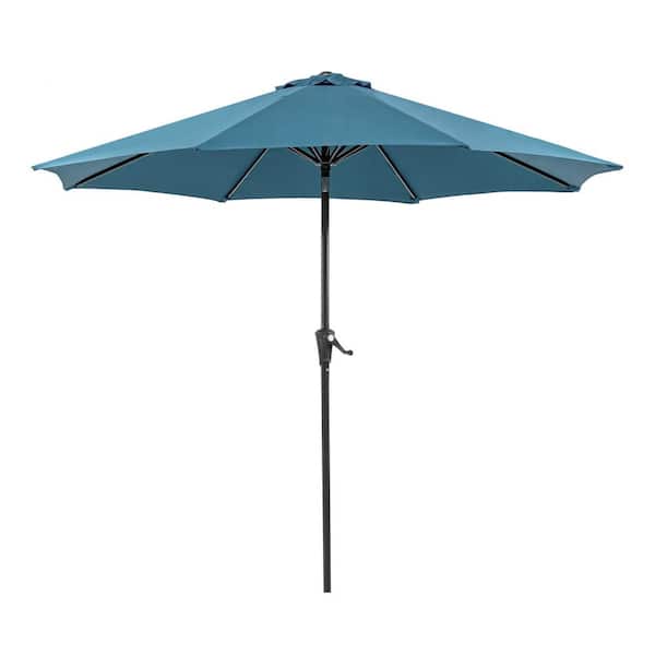 Furniture of America Ermine 9 ft. Steel Market Tilt Patio Umbrella in Blue With Carrying Bag
