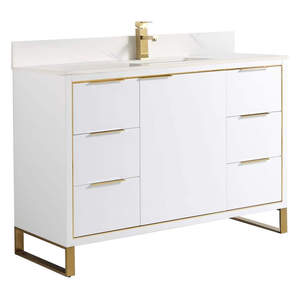 Opulence 48 in. W x 18 in. D x 33.5 in. H Single Sink Bath Vanity in White Matte with White Carrara Top price history on PriceWatchPro