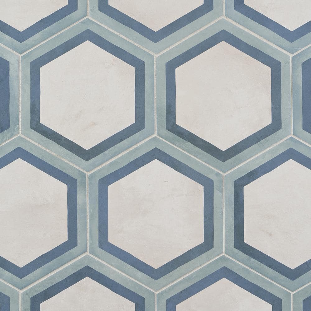 Dash Deco Ocean Cielo Matte Hexagon Porcelain Floor and Wall Tile