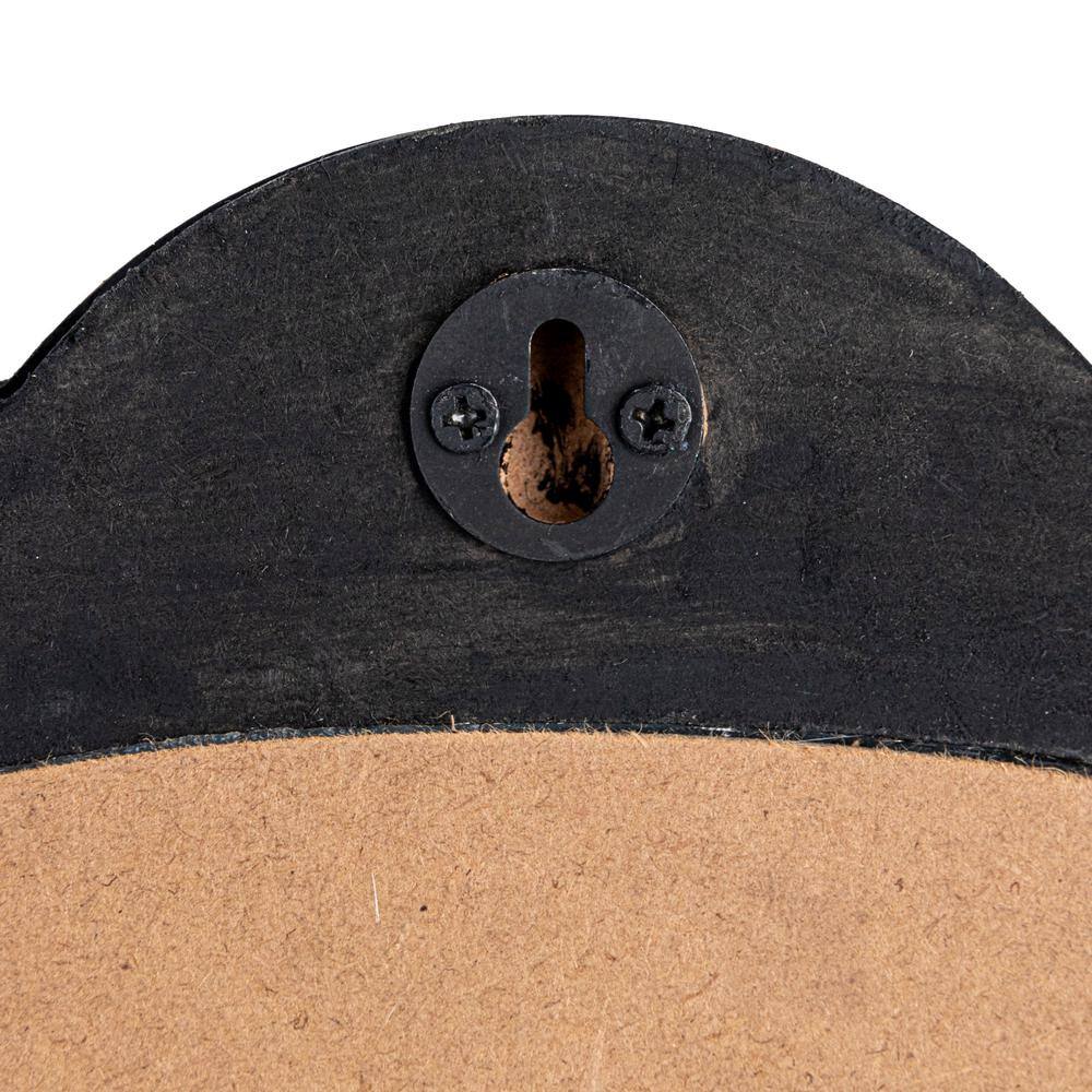 27.75" Round Black Scalloped Wood Wall Mirror