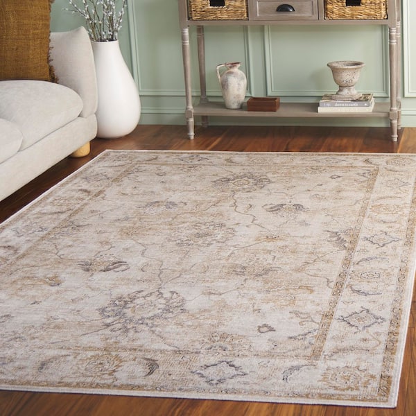 Atlas 8 ft. x 10 ft. Ivory/Beige Floral Medallion Area Rug