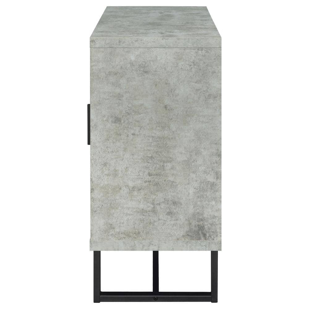 Gray and Weathered Oak 3-Drawer Accent Cabinet with Adjustable Shelving
