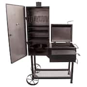 Bandera Vertical Offset Smoker and Charcoal Grill Combo in Black with 992 sq. in. Cooking Space