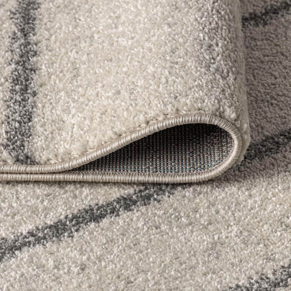Williamsburg Gray and Cream Stripe Synthetic Area Rug