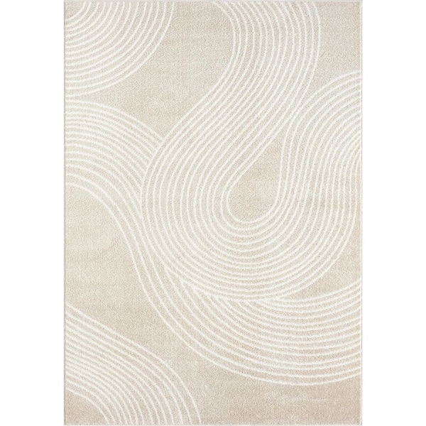 Nuevo Beige 7 ft. 9 in. x 10 ft. 2 in. Swirls Polypropylene Area Rug