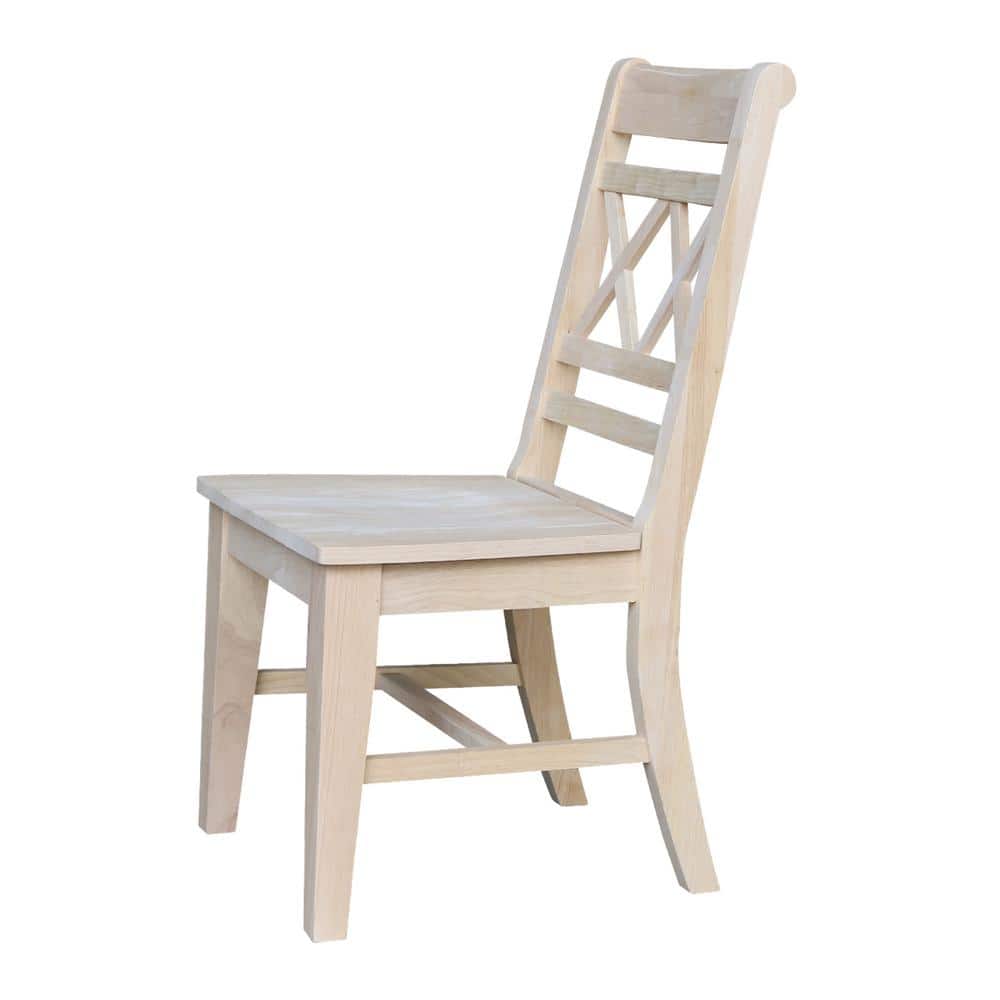 Unfinished Rubberwood High Cross Back Side Chair Set