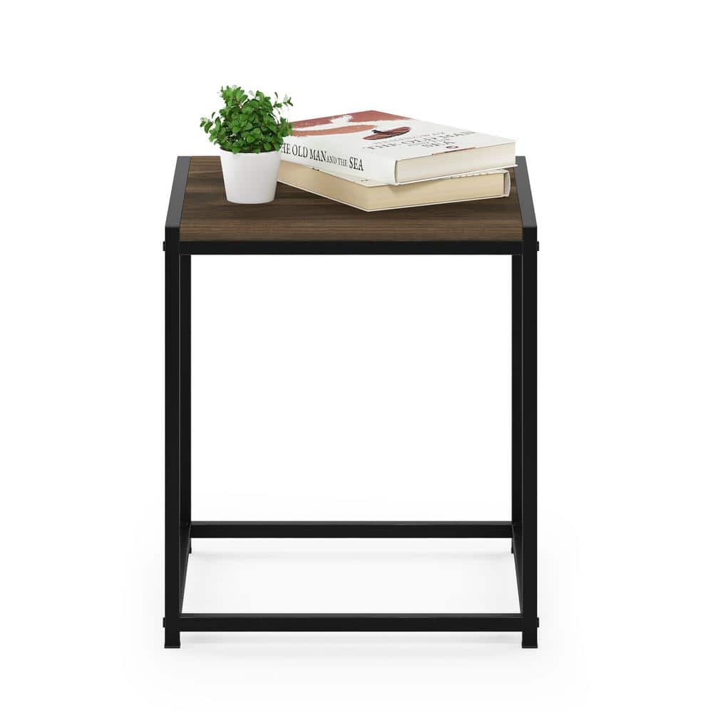Columbia Walnut Square Wood and Metal End Table