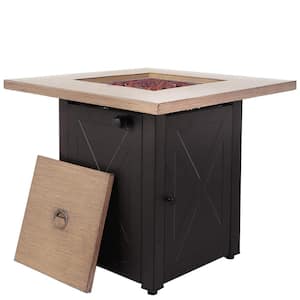 28 in. Brown Square Metal Steel Fire Pit Table