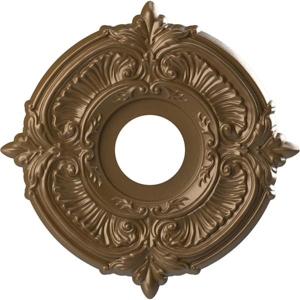 Ekena Millwork 13" OD x 3-1/2" ID x 3/4" P Attica Thermoformed PVC Ceiling Medallion Fits Canopies up to 5", Metallic Champagne Bronze