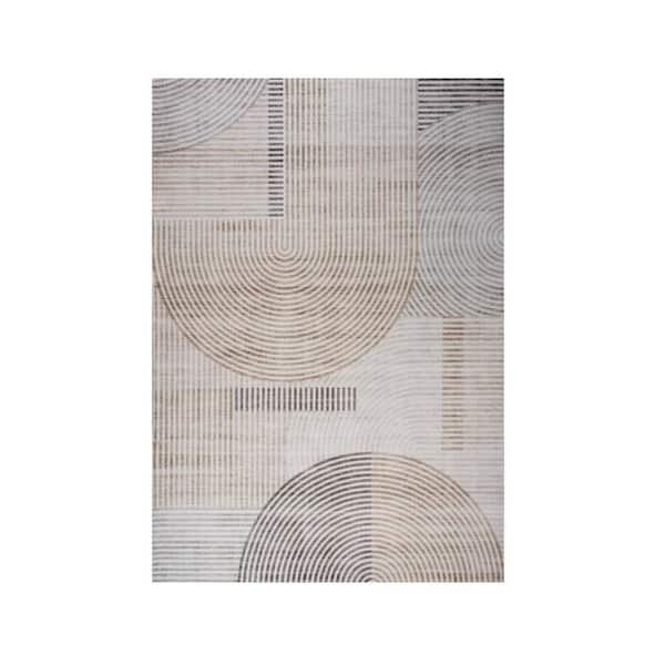 7 ft. x 10 ft. Beige and Brown Abstract Distressed Area Rug