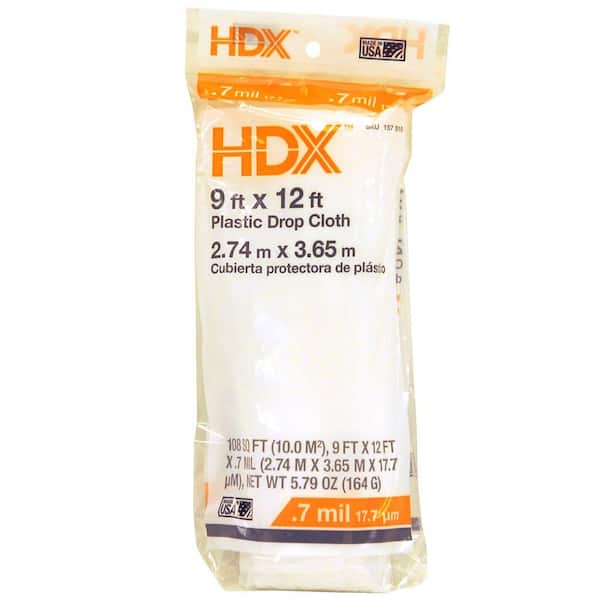 HDX 9 ft. x 12 ft. 0.7 mil Plastic Drop Cloth