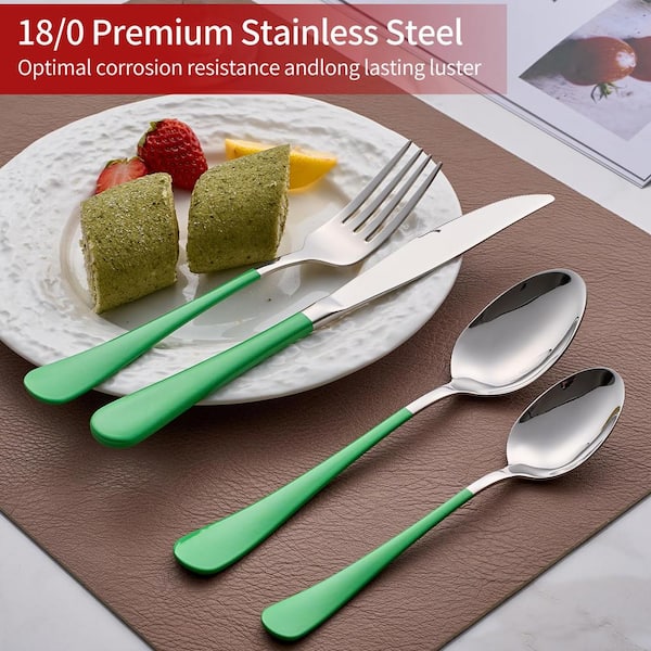 20-Piece Stainless Steel Serving Set Grass Green Handle 18/0